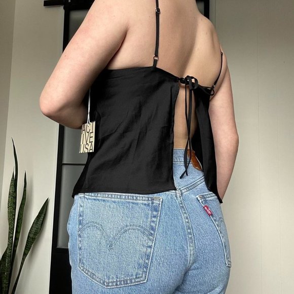 Active USA Tops - Brand New Black Backless Cowl Neck Top